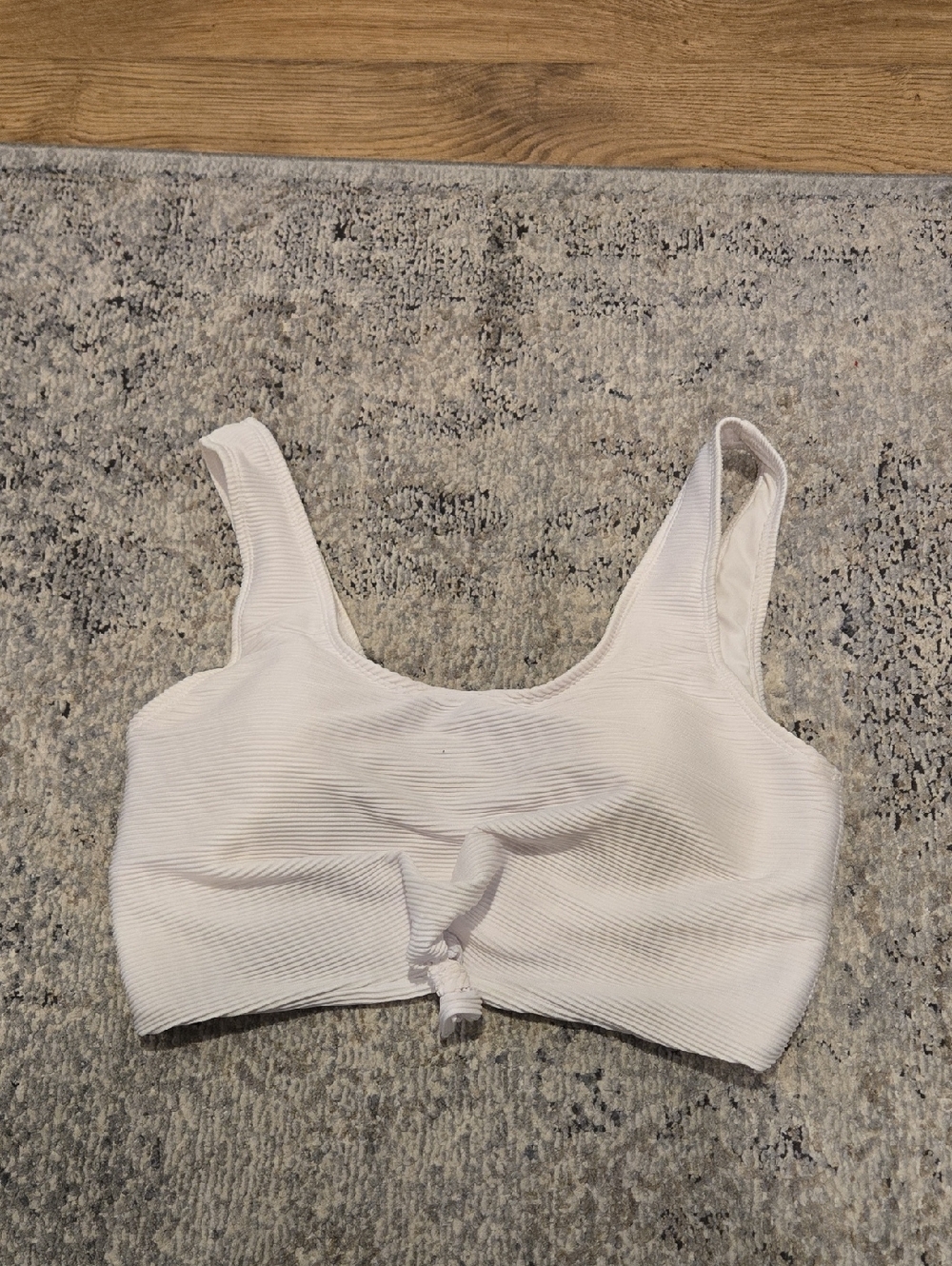 White Ribbed Knot Front Swim Top